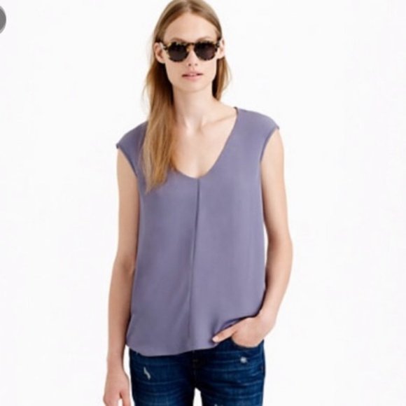 J Crew black cap sleeve shirt tail tank / shirt / top, relaxed fit - Picture 7 of 7